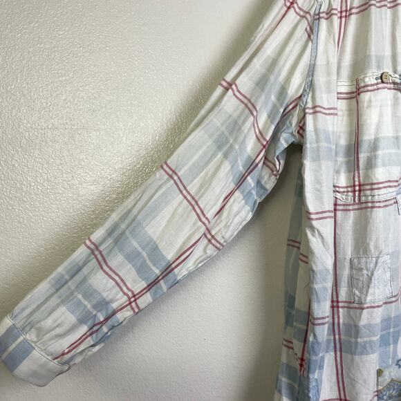 DR Collectors Teddy Forever Picasso Repair Shirt XL Red Indigo Button Oversized - Picture 6 of 12